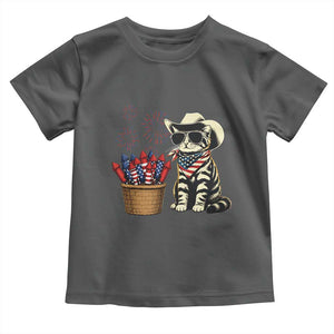 Patriotic Cowboy Cat Toddler T Shirt 4th Of July Fireworks Celebration