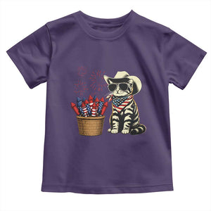Patriotic Cowboy Cat Toddler T Shirt 4th Of July Fireworks Celebration