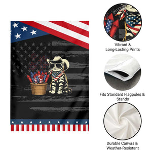 Vintage Cowboy Cat Patriotic Garden Flag 4th Of July Fireworks Celebration TS12 Print Your Wear