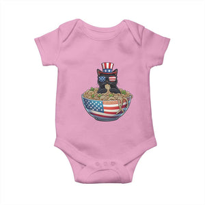Funny Black Cats Eat Ramen Baby Onesie American Flag 4th Of July