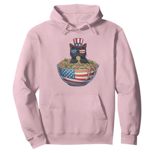 Funny Black Cats Eat Ramen Hoodie American Flag 4th Of July