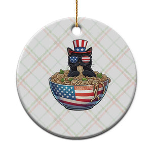 Funny Black Cats Eat Ramen Ceramic Ornament American Flag 4th Of July