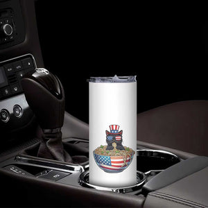 Funny Black Cats Eat Ramen Skinny Tumbler American Flag 4th Of July