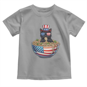 Funny Black Cats Eat Ramen Toddler T Shirt American Flag 4th Of July