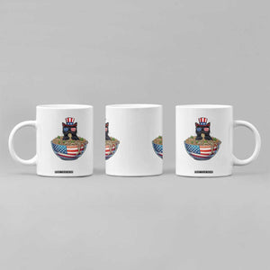 Funny Black Cats Eat Ramen Coffee Mug American Flag 4th Of July