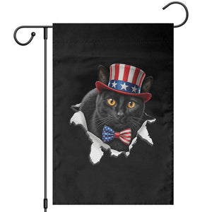 Funny Black Cat With Uncle Sam Hat Garden Flag Patriotic Pet Lover