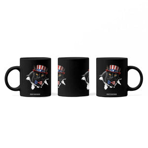 Funny Black Cat With Uncle Sam Hat Coffee Mug Patriotic Pet Lover