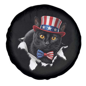 Funny Black Cat With Uncle Sam Hat Spare Tire Cover Patriotic Pet Lover