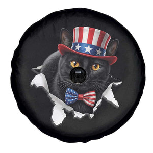 Funny Black Cat With Uncle Sam Hat Spare Tire Cover Patriotic Pet Lover