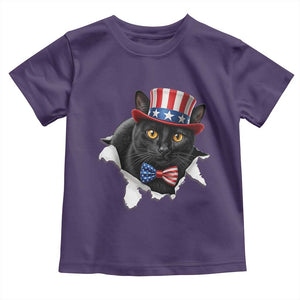 Funny Black Cat With Uncle Sam Hat Toddler T Shirt Patriotic Pet Lover