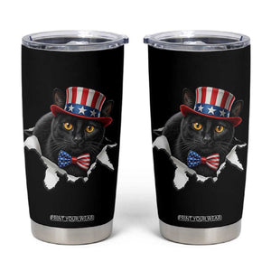 Funny Black Cat With Uncle Sam Hat Tumbler Cup Patriotic Pet Lover