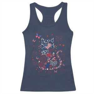 Funny Patriotic Cat Lover Racerback Tank Top 4th Of July Freedom