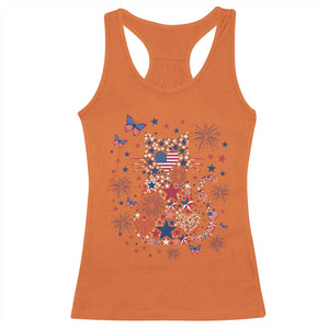 Funny Patriotic Cat Lover Racerback Tank Top 4th Of July Freedom
