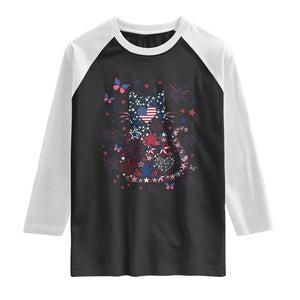 Funny Patriotic Cat Lover Raglan Shirt 4th Of July Freedom