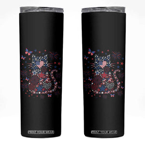 Funny Patriotic Cat Lover Skinny Tumbler 4th Of July Freedom