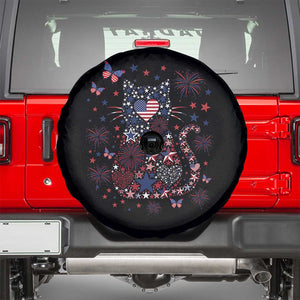Funny Patriotic Cat Lover Spare Tire Cover 4th Of July Freedom