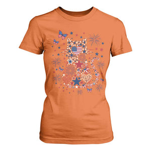 Funny Patriotic Cat Lover T Shirt For Women 4th Of July Freedom