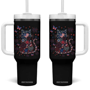Funny Patriotic Cat Lover Tumbler With Handle 4th Of July Freedom