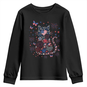 Funny Patriotic Cat Lover Youth Sweatshirt 4th Of July Freedom