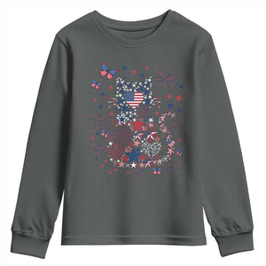 Funny Patriotic Cat Lover Youth Sweatshirt 4th Of July Freedom