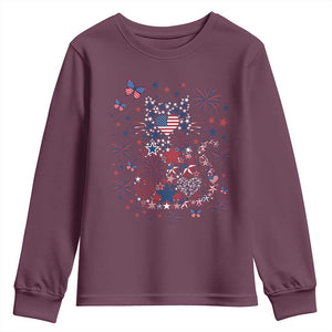 Funny Patriotic Cat Lover Youth Sweatshirt 4th Of July Freedom