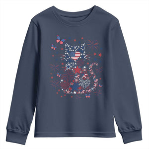 Funny Patriotic Cat Lover Youth Sweatshirt 4th Of July Freedom