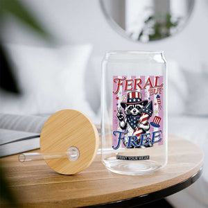 Funny Fourth Of July Raccoon Glass Can Feral But Free