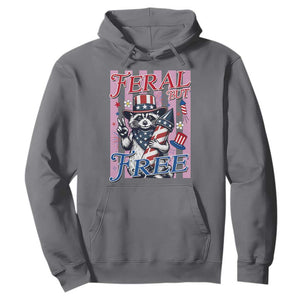 Funny Fourth Of July Raccoon Hoodie Feral But Free