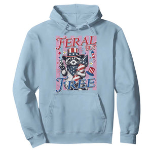 Funny Fourth Of July Raccoon Hoodie Feral But Free
