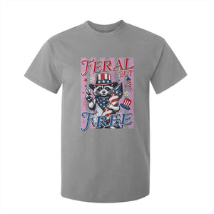 Funny Fourth Of July Raccoon T Shirt For Kid Feral But Free