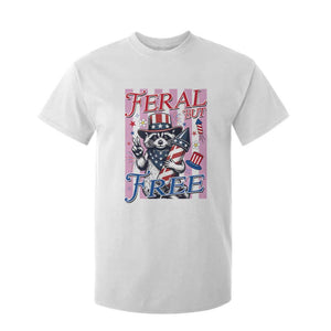 Funny Fourth Of July Raccoon T Shirt For Kid Feral But Free