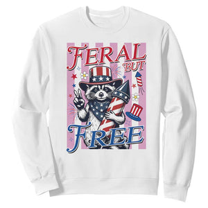 Funny Fourth Of July Raccoon Sweatshirt Feral But Free