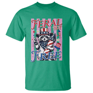 Funny Fourth Of July Raccoon T Shirt Feral But Free