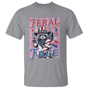 Funny Fourth Of July Raccoon T Shirt Feral But Free