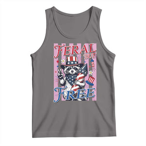 Funny Fourth Of July Raccoon Tank Top Feral But Free