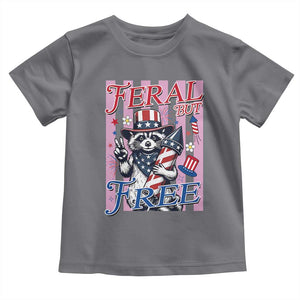 Funny Fourth Of July Raccoon Toddler T Shirt Feral But Free