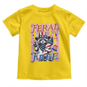 Funny Fourth Of July Raccoon Toddler T Shirt Feral But Free