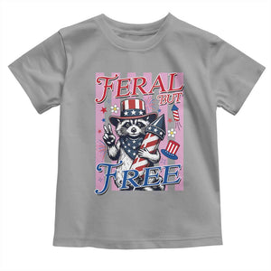 Funny Fourth Of July Raccoon Toddler T Shirt Feral But Free