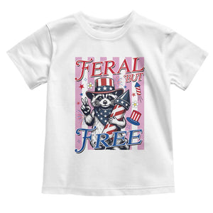 Funny Fourth Of July Raccoon Toddler T Shirt Feral But Free