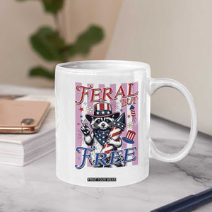 Funny Fourth Of July Raccoon Coffee Mug Feral But Free