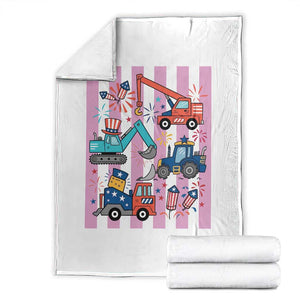 Red White And Blue Construction Crew Throw Blanket Patriotic Kids 4th Of July