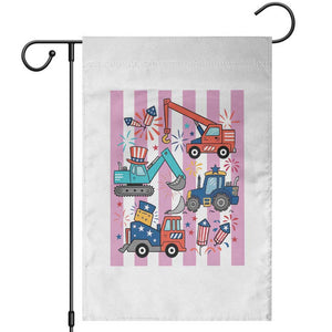 Red White And Blue Construction Crew Garden Flag Patriotic Kids 4th Of July