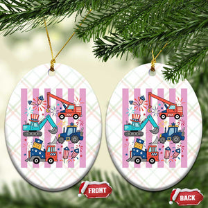 Red White And Blue Construction Crew Ceramic Ornament Patriotic Kids 4th Of July