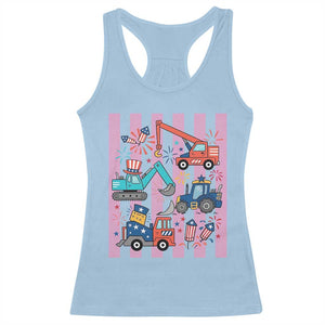 Red White And Blue Construction Crew Racerback Tank Top Patriotic Kids 4th Of July