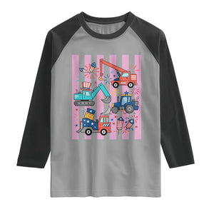 Red White And Blue Construction Crew Raglan Shirt Patriotic Kids 4th Of July