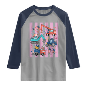Red White And Blue Construction Crew Raglan Shirt Patriotic Kids 4th Of July
