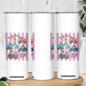 Red White And Blue Construction Crew Skinny Tumbler Patriotic Kids 4th Of July