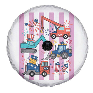Red White And Blue Construction Crew Spare Tire Cover Patriotic Kids 4th Of July