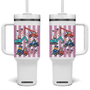 Red White And Blue Construction Crew Tumbler With Handle Patriotic Kids 4th Of July