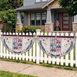 Red White And Blue Construction Crew Patriotic Fan Flag Kids 4th Of July TS12 2pcs pack Laurel Beige Print Your Wear